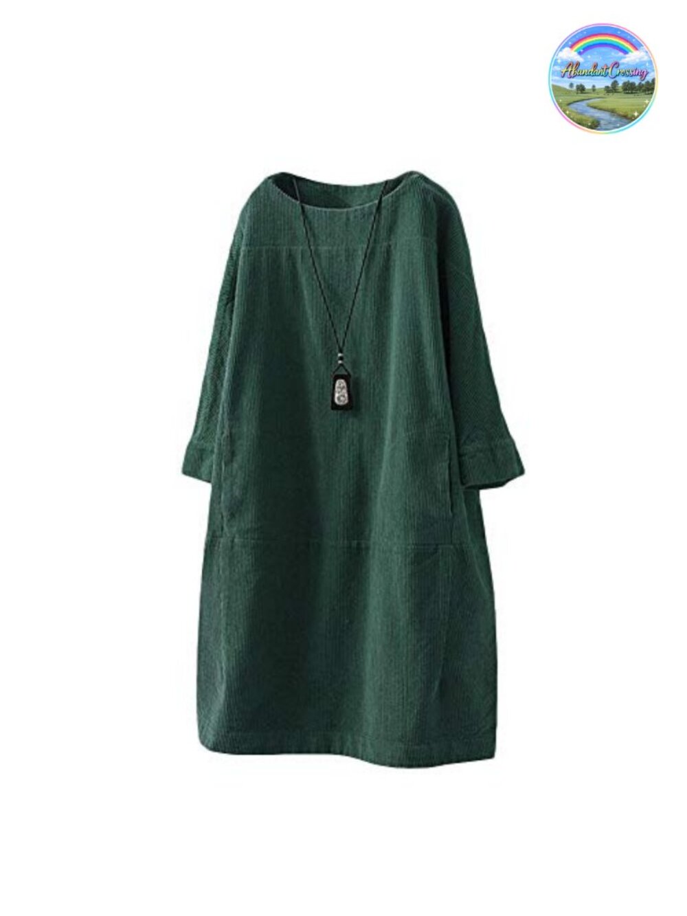 Oversize Corduroy Tunic Dress Long Sleeve Midi with Pockets